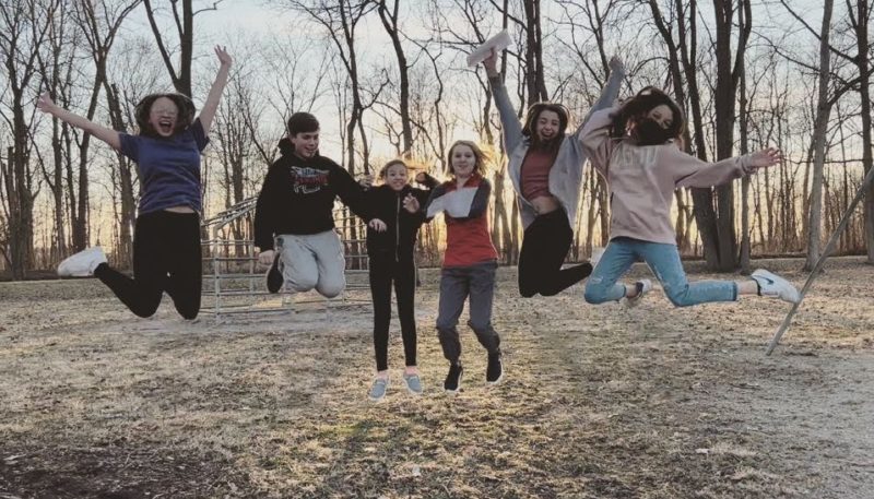 Middle School Teens Jumping